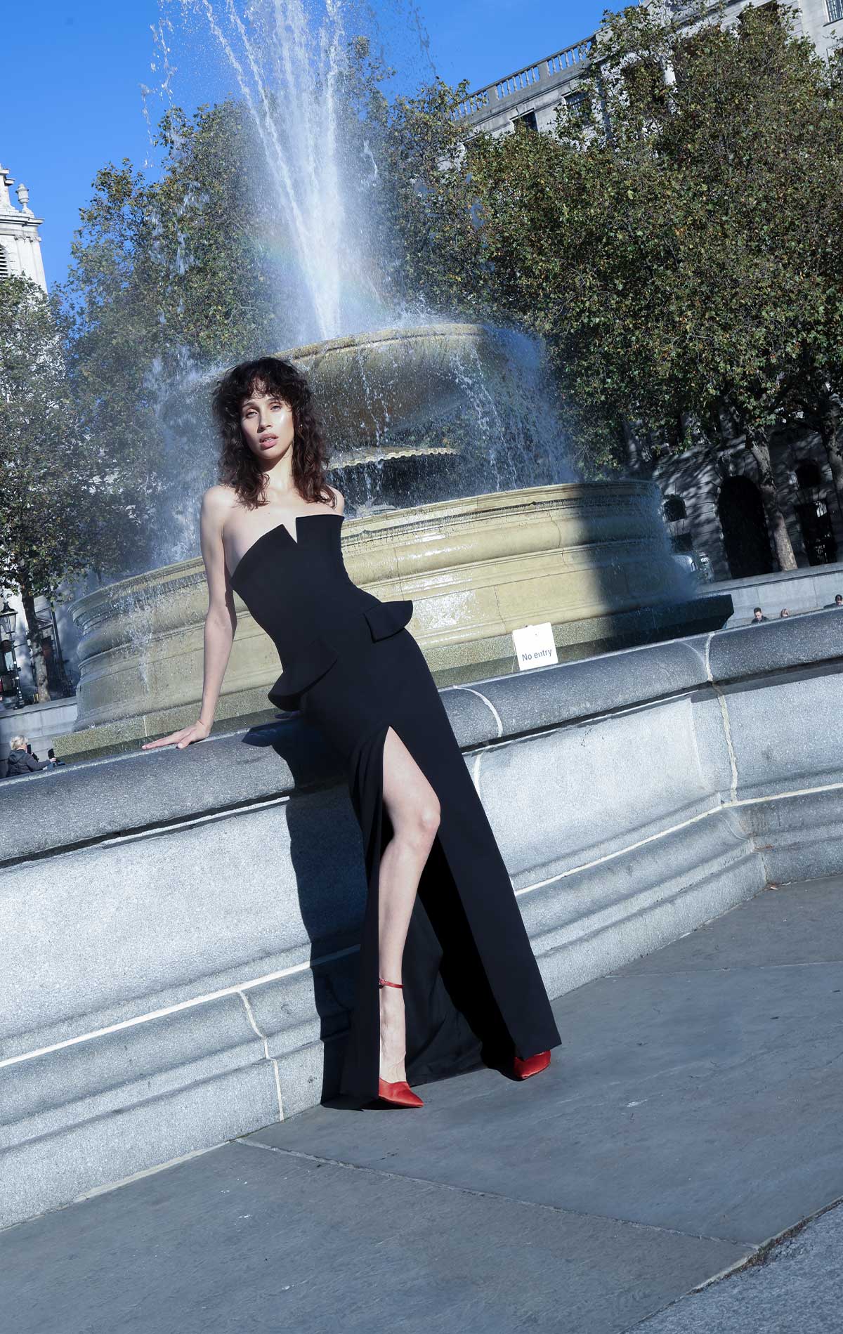 Anissa Dress Black Wool Crepe - Silvia Astore