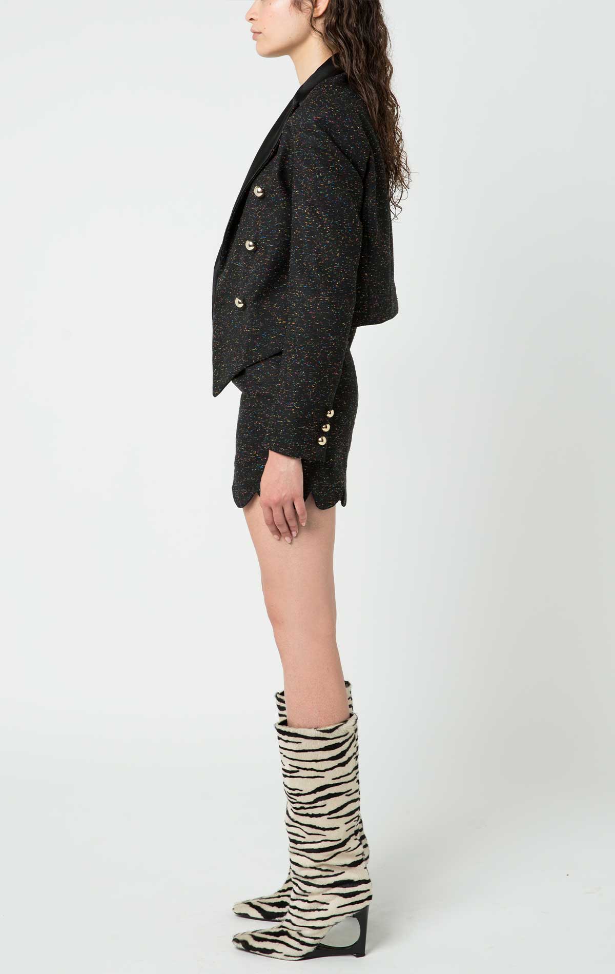 Carter Set Black Wool Tweed - Silvia Astore