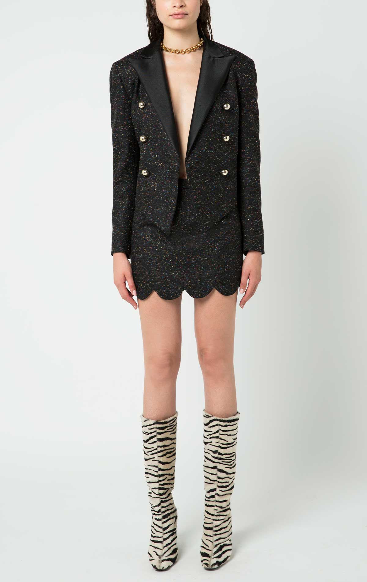 Carter Set Black Wool Tweed - Silvia Astore