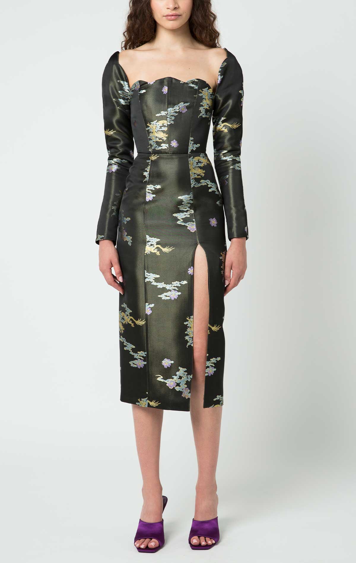 Chloe Dress Dragon Jacquard - Silvia Astore