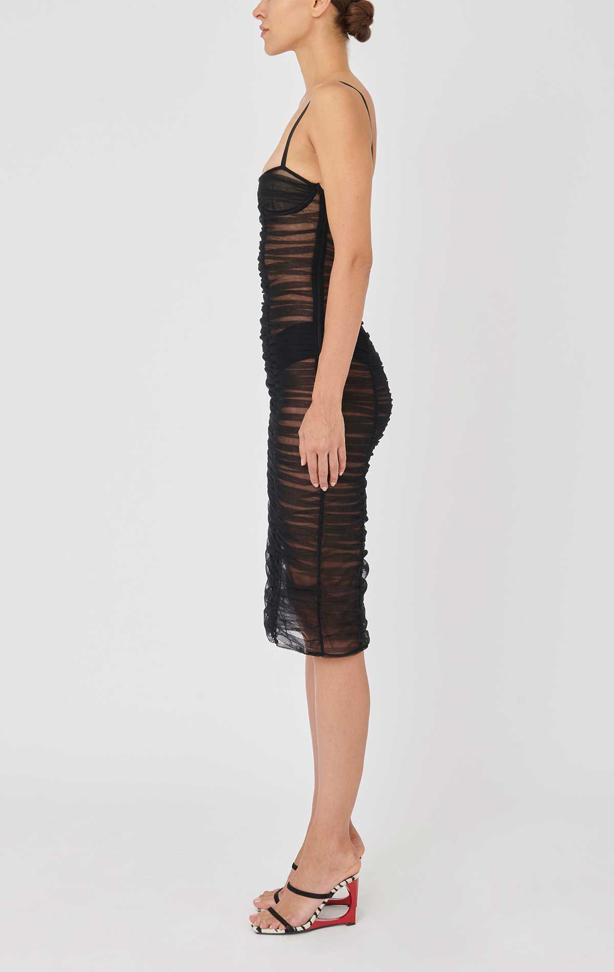 Frida Dress Black Stretch tulle - Silvia Astore