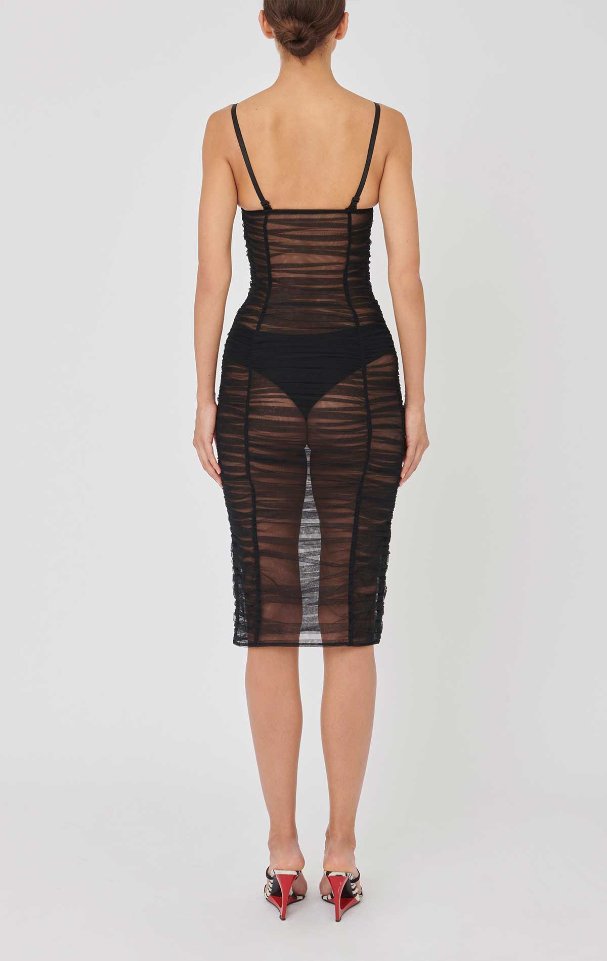 Frida Dress Black Stretch tulle - Silvia Astore