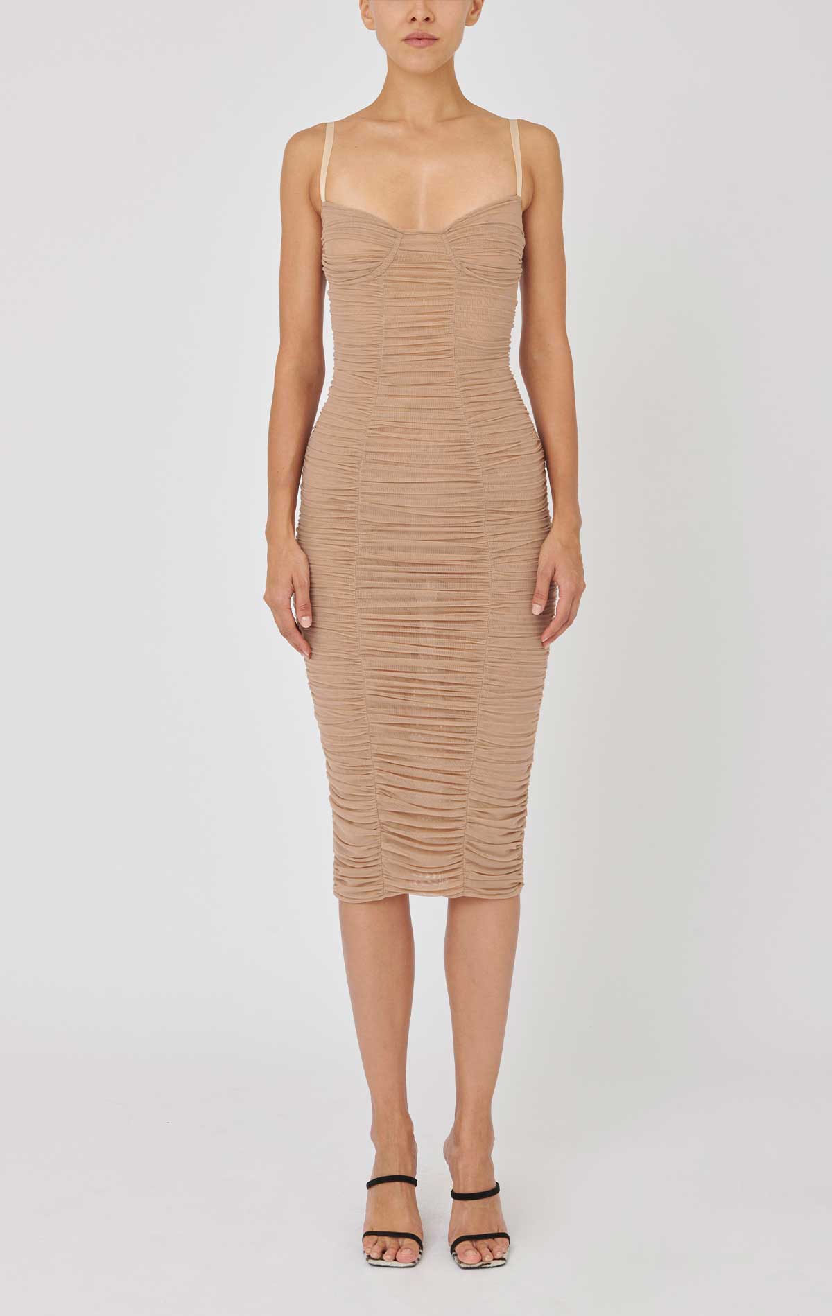 Frida Dress Nude Stretch tulle - Silvia Astore
