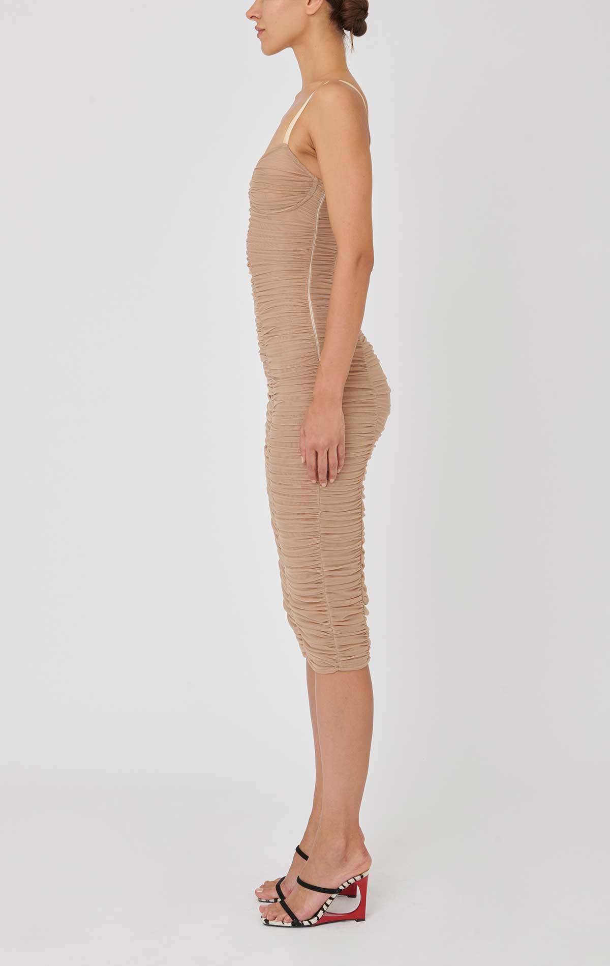 Frida Dress Nude Stretch tulle - Silvia Astore