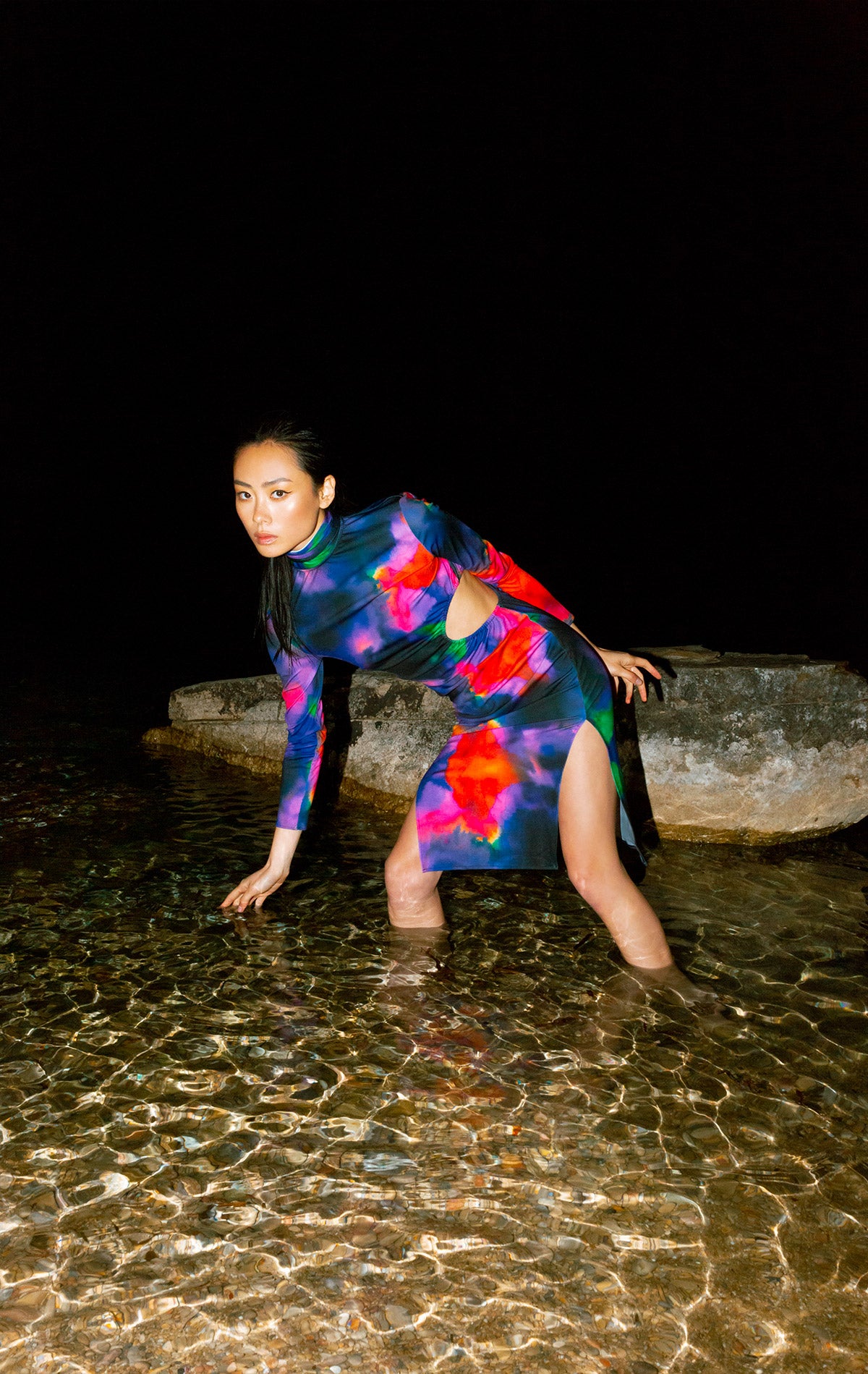 Freia Dress Print Ink multicolor Lycra - Silvia Astore