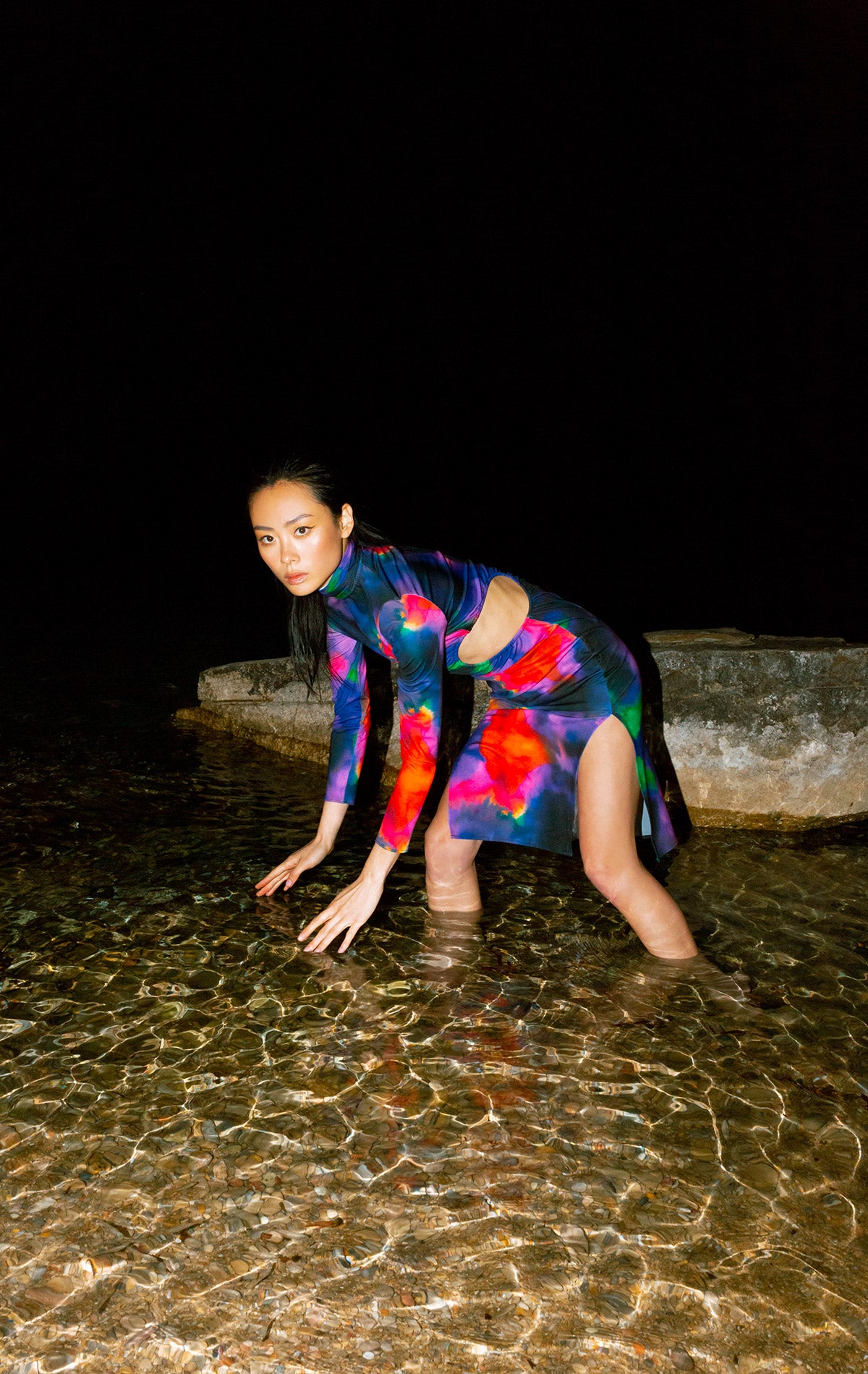 Freia Dress Print Ink multicolor Lycra - Silvia Astore