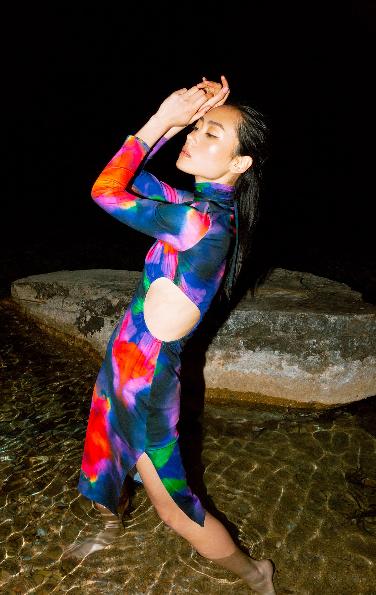 Freia Dress Print Ink multicolor Lycra - Silvia Astore