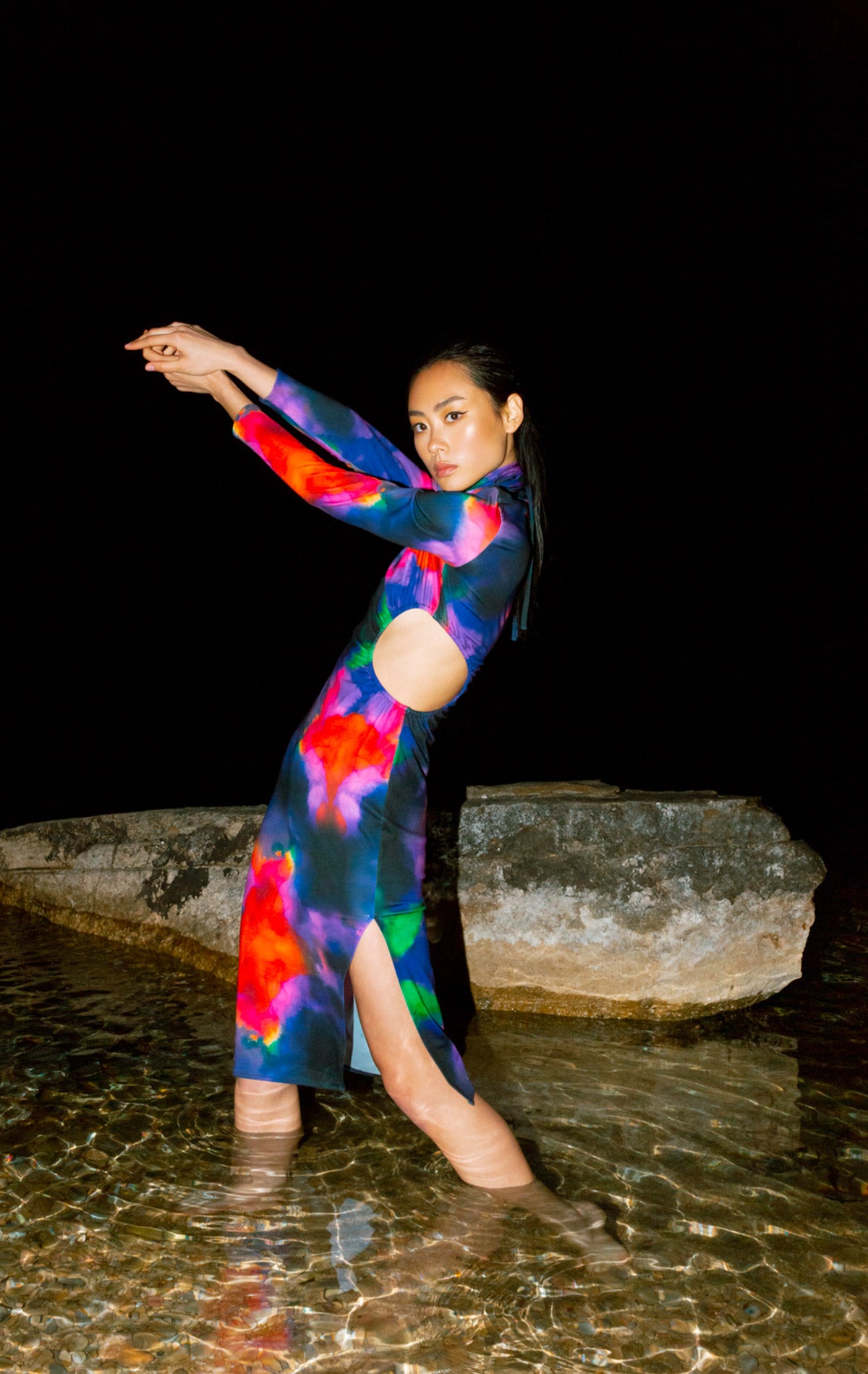 Freia Dress Print Ink multicolor Lycra - Silvia Astore