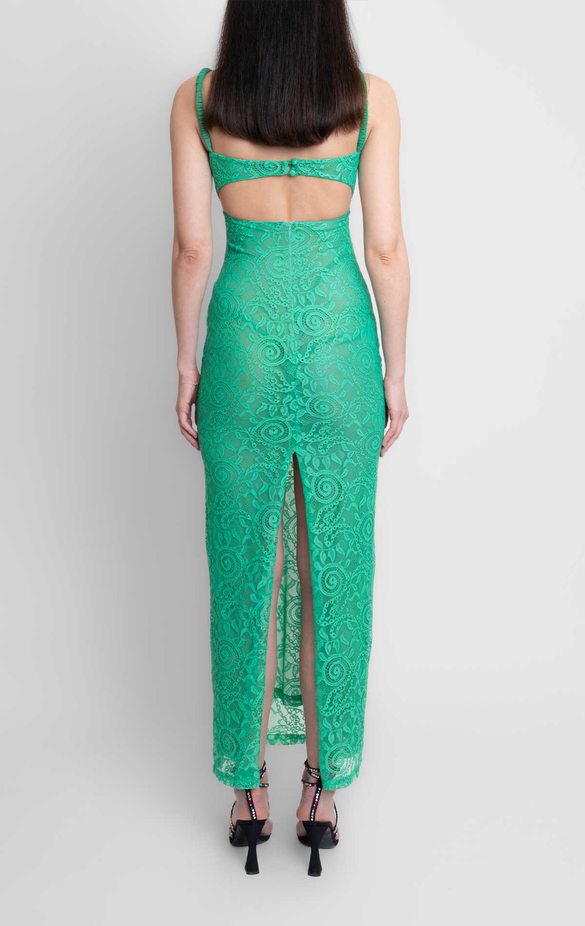 Isa Dress Emerald Green Lace - Silvia Astore