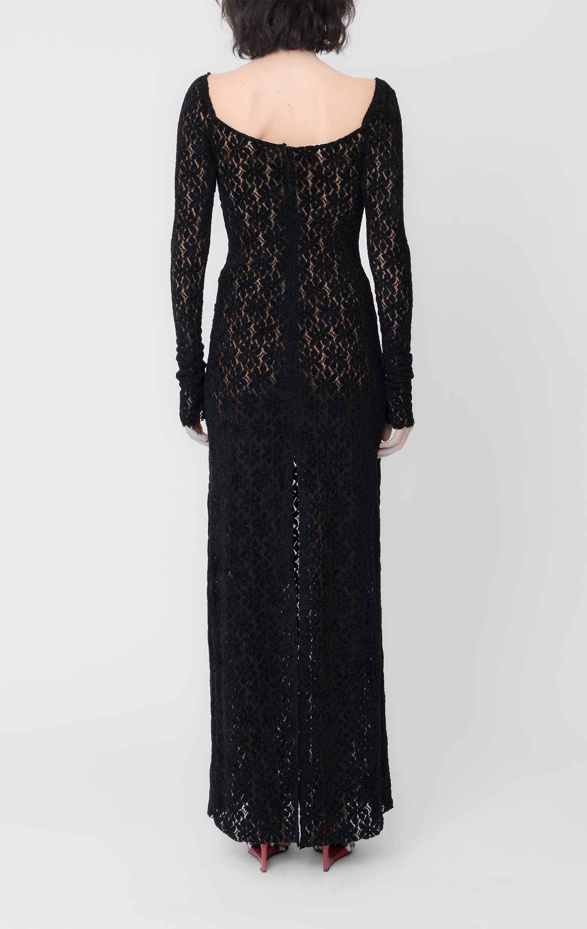 Judith Dress Black Chenille Lace - Silvia Astore