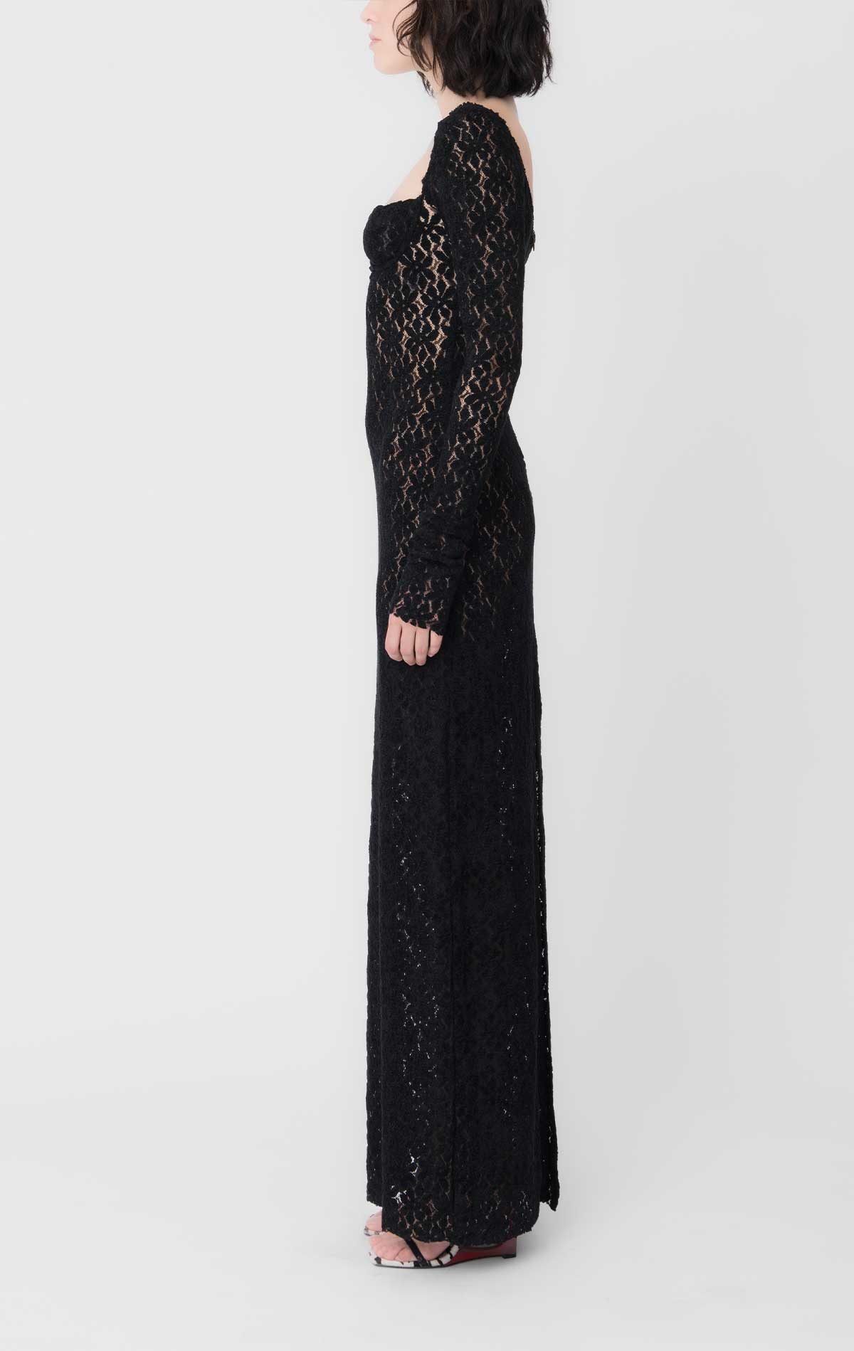 Judith Dress Black Chenille Lace - Silvia Astore