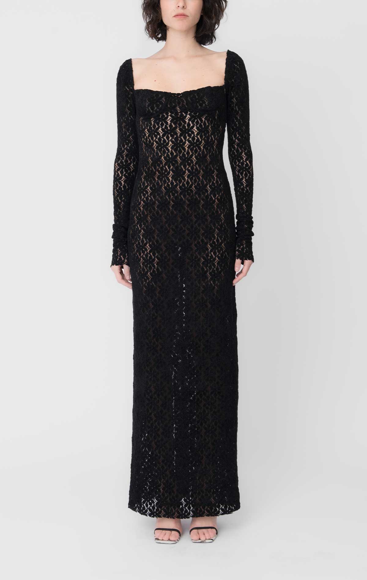 Judith Dress Black Chenille Lace - Silvia Astore