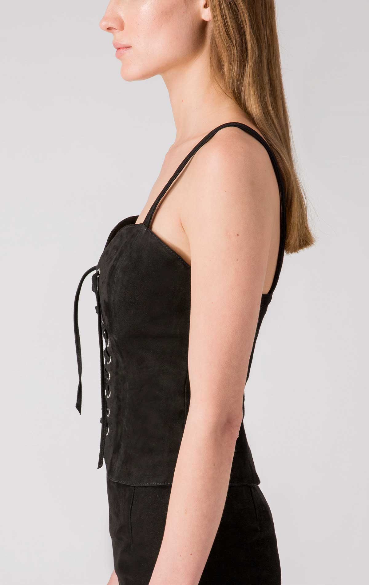 Kate Corset Black Suede - Silvia Astore