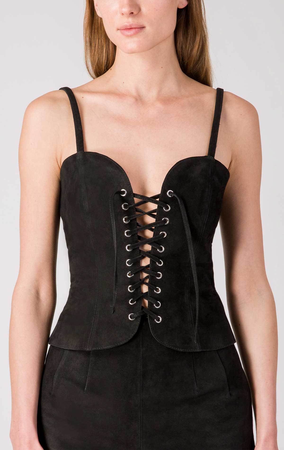 Kate Corset Black Suede - Silvia Astore