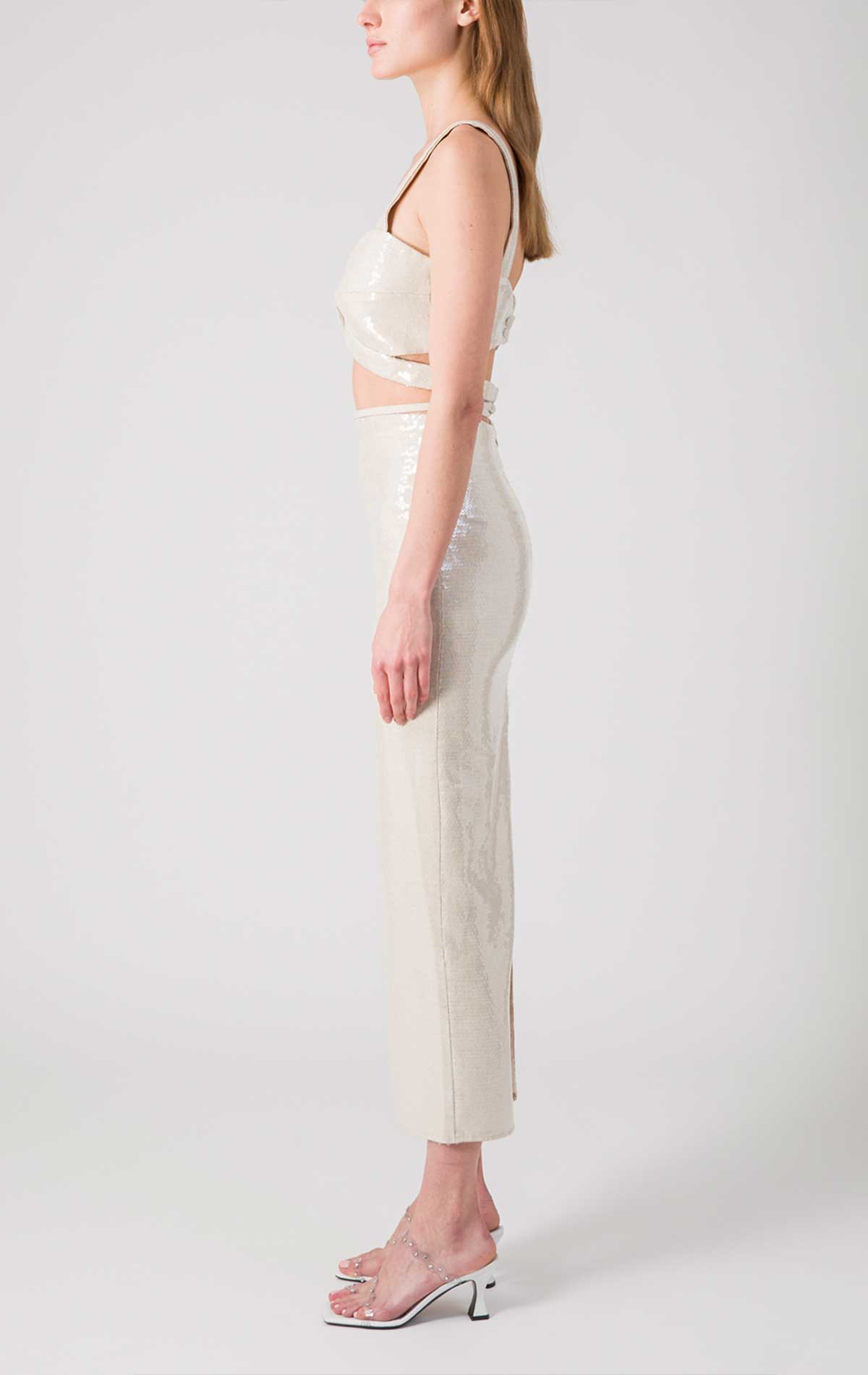 Lauren Set sand Linen with Sequins - Silvia Astore