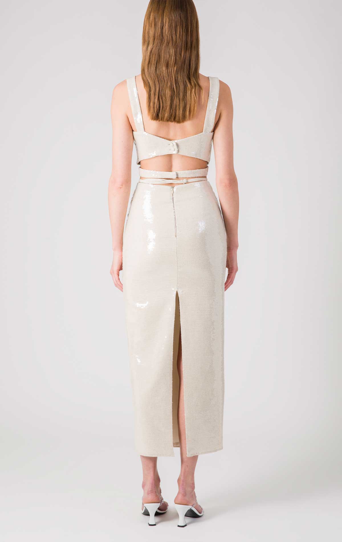 Lauren Set sand Linen with Sequins - Silvia Astore