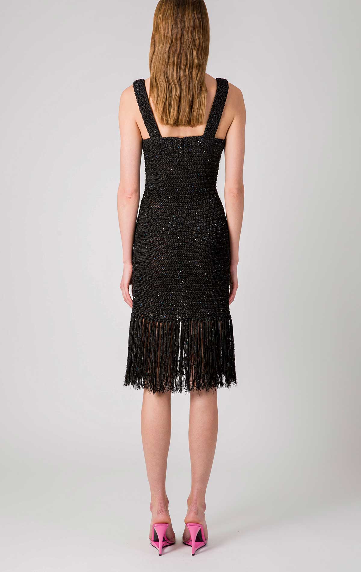 Lena Dress Black Crochet - Silvia Astore