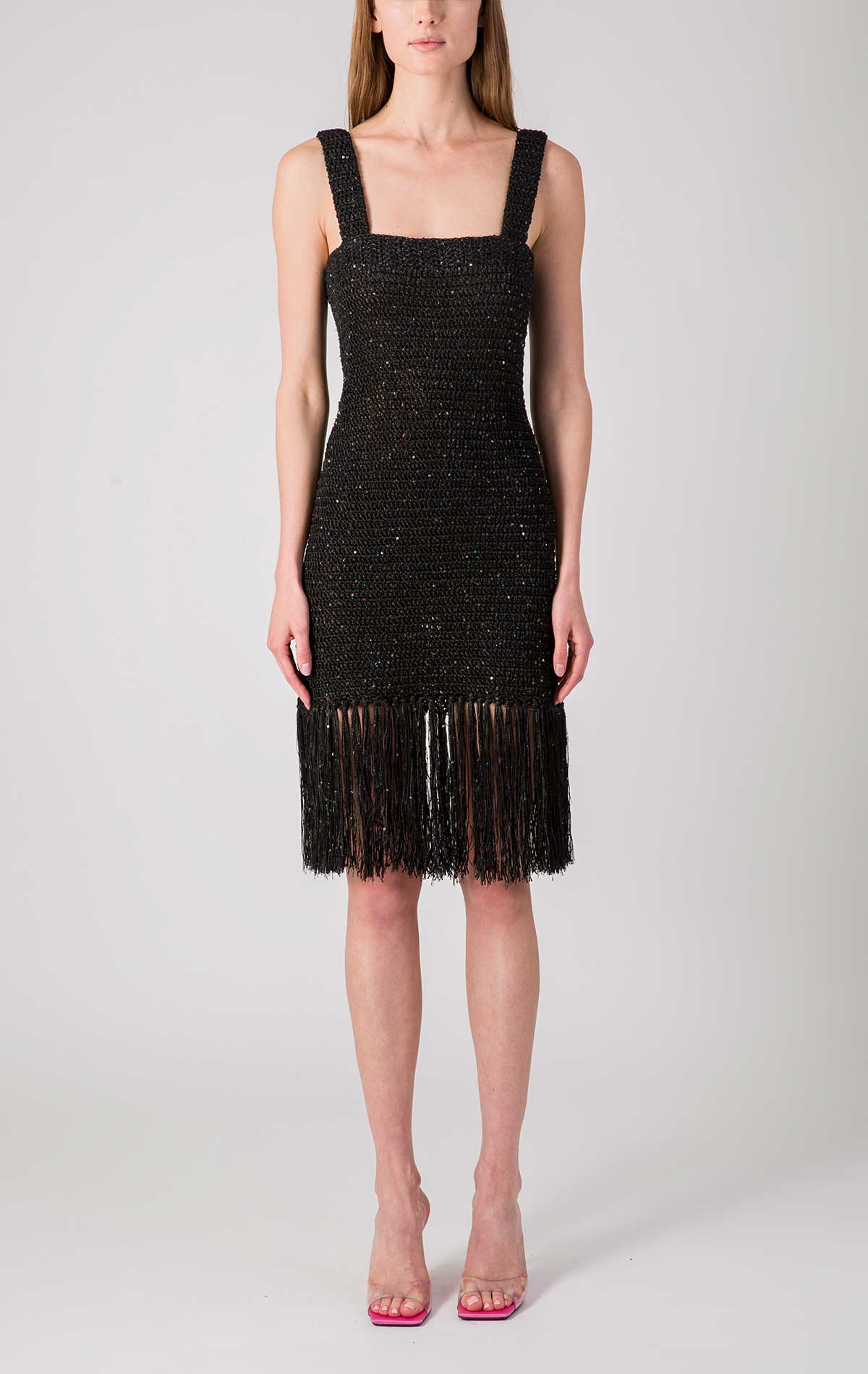 Lena Dress Black Crochet - Silvia Astore