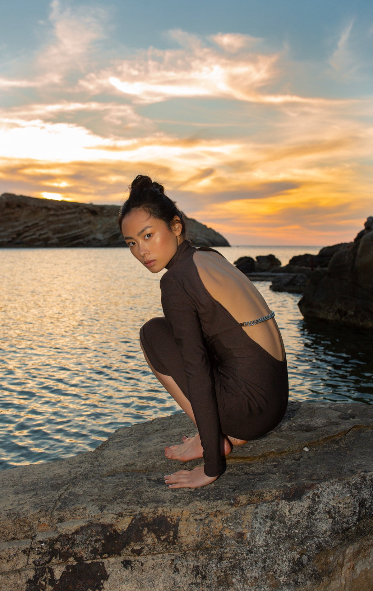 Malika Dress Choco brown Lycra - Silvia Astore