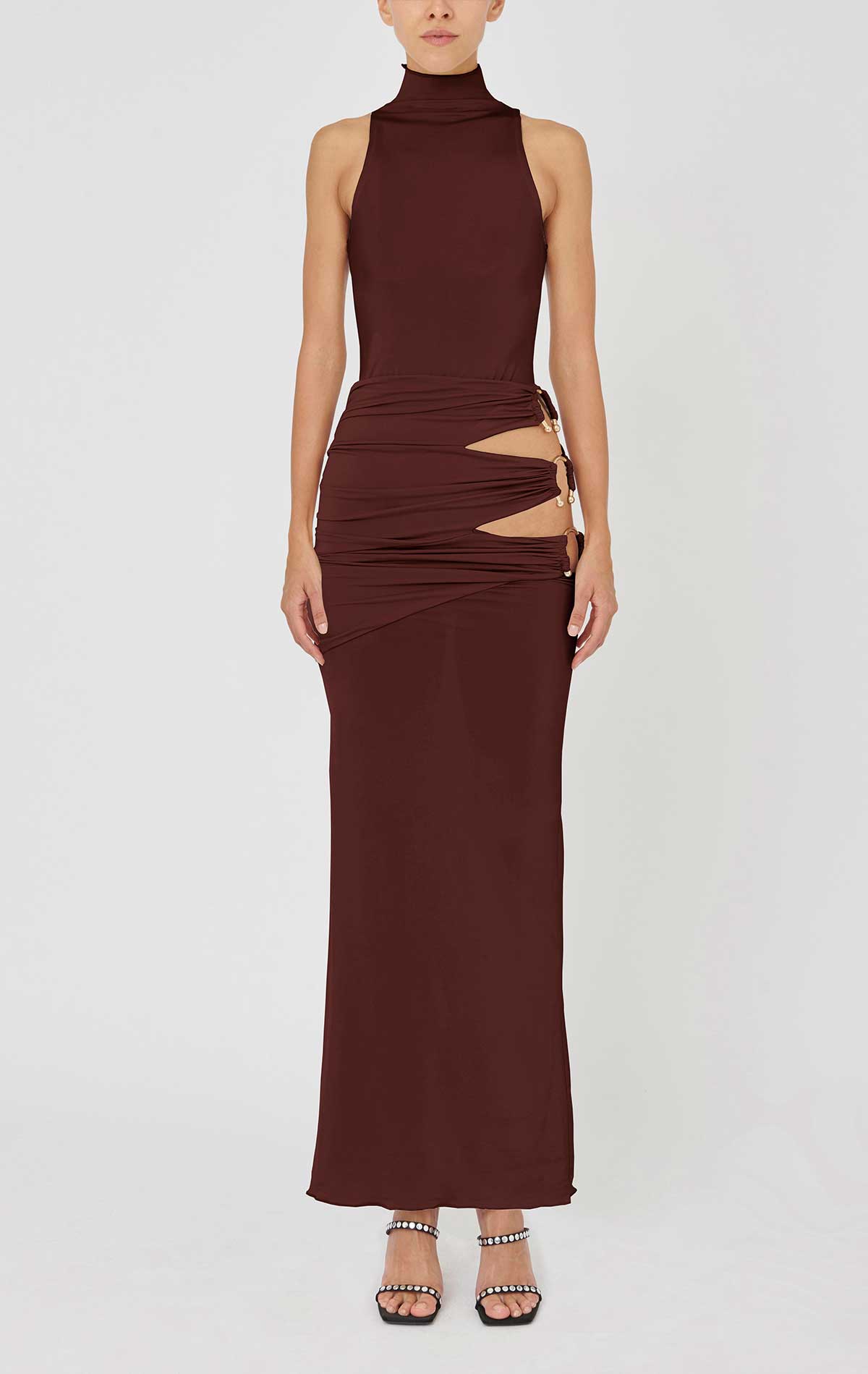 Nora Dress Chocolate Stretch jersey - Silvia Astore