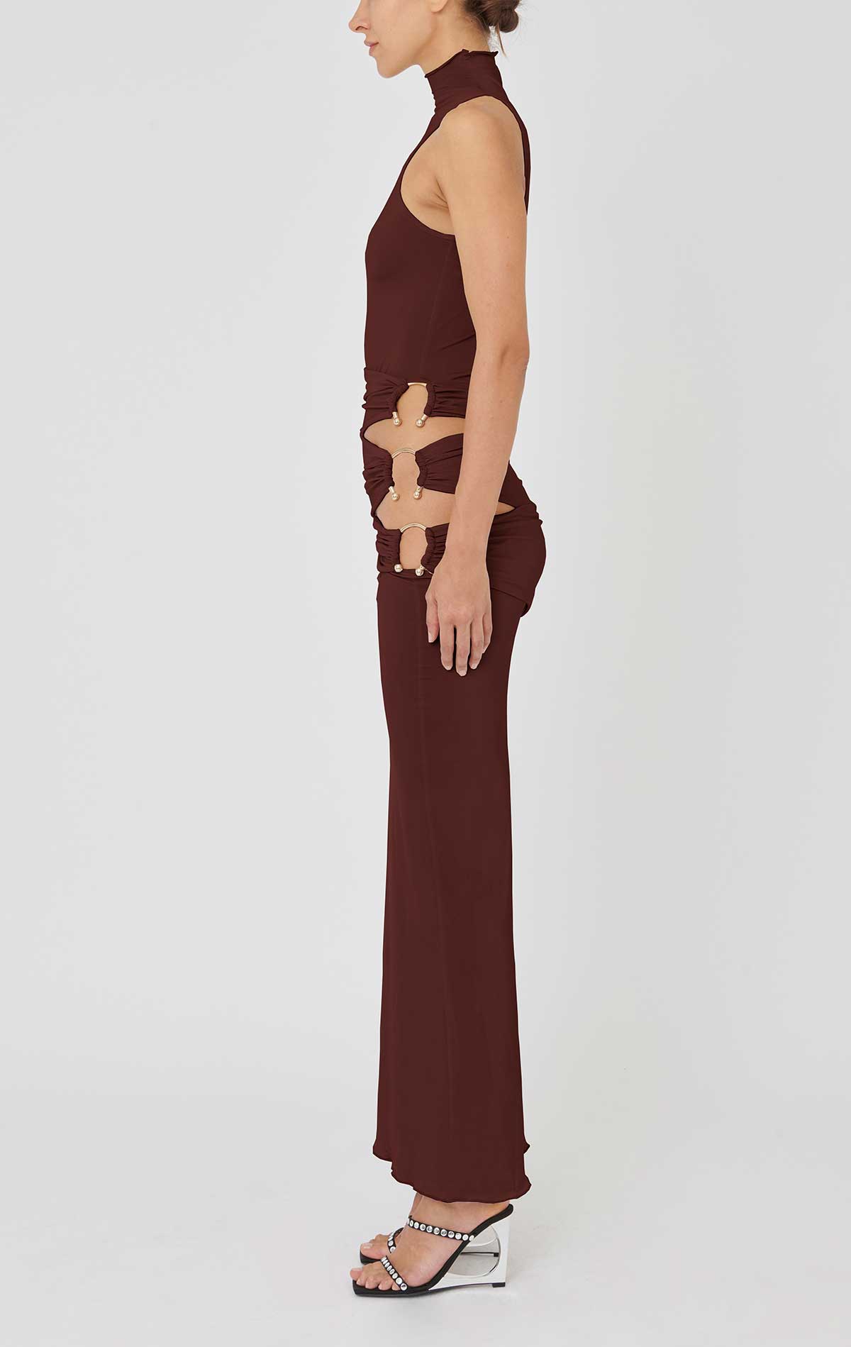 Nora Dress Chocolate Stretch jersey - Silvia Astore