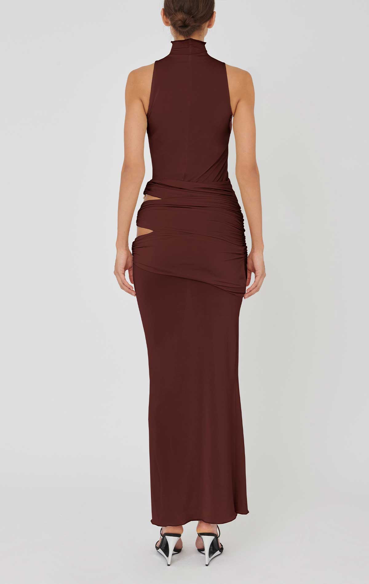 Nora Dress Chocolate Stretch jersey - Silvia Astore