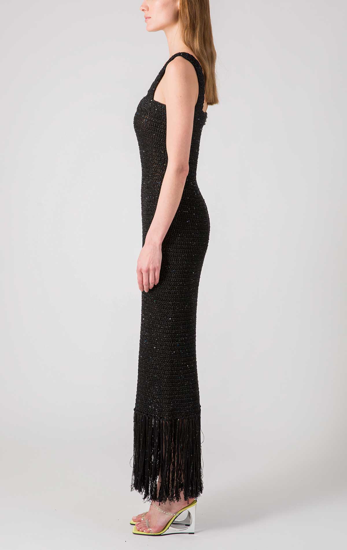 Nerea Dress Black Crochet - Silvia Astore