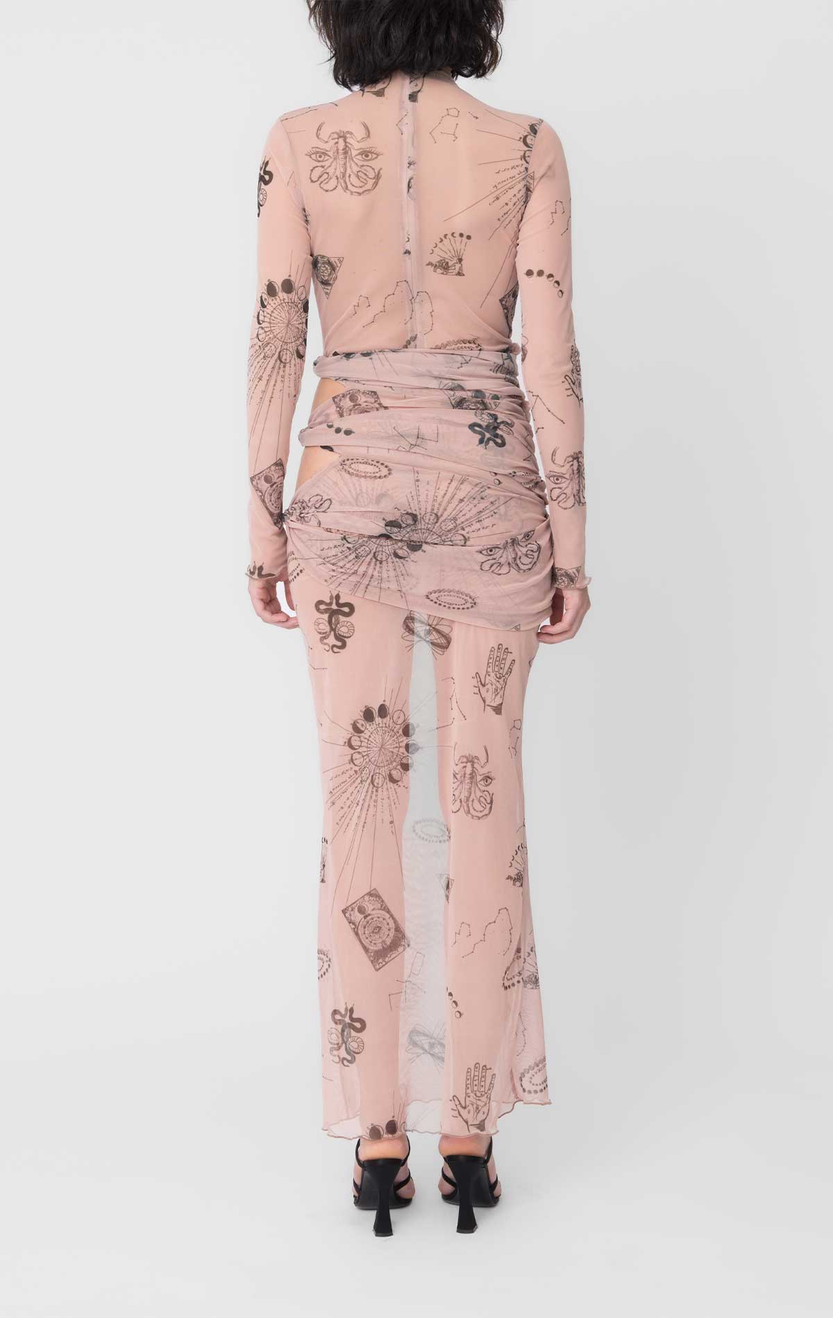 Nora Dress Nude + Print Mesh - Silvia Astore
