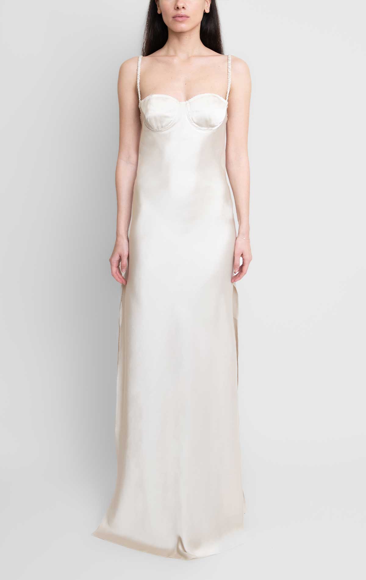 Vittoria Dress Champagne Silk - Silvia Astore