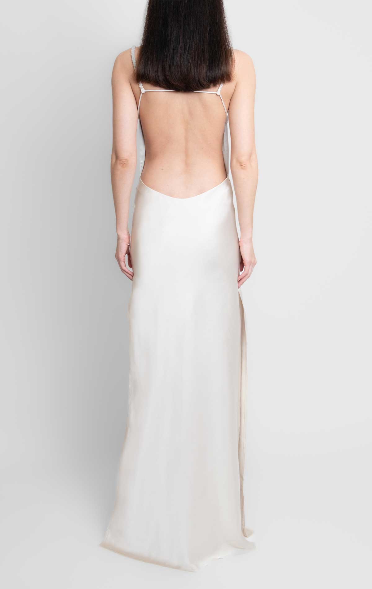 Vittoria Dress Champagne Silk - Silvia Astore
