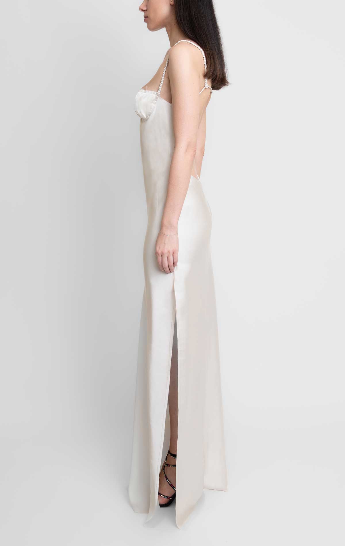 Vittoria Dress Champagne Silk - Silvia Astore
