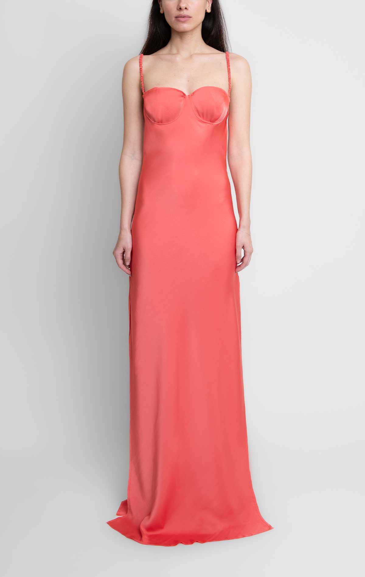 Vittoria Dress Coral Silk - Silvia Astore