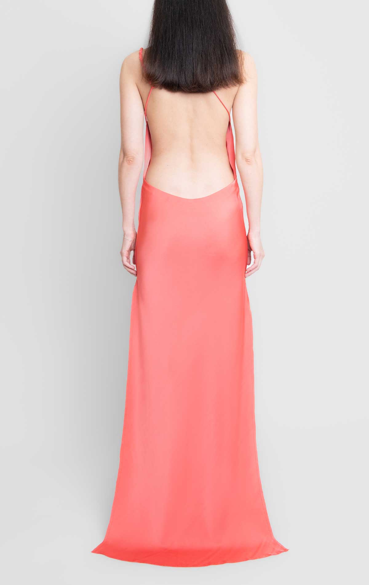 Vittoria Dress Coral Silk - Silvia Astore
