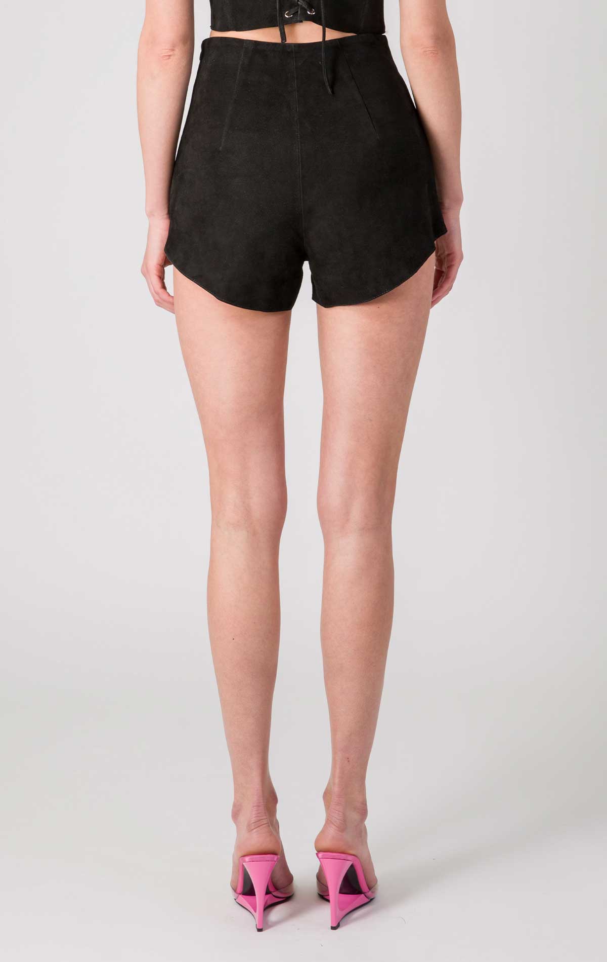 Giada Short Pants Black Suede - Silvia Astore
