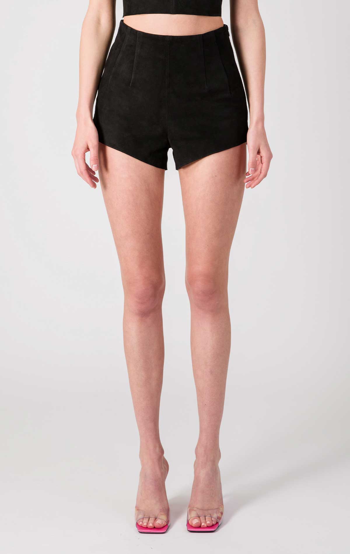 Giada Short Pants Black Suede - Silvia Astore
