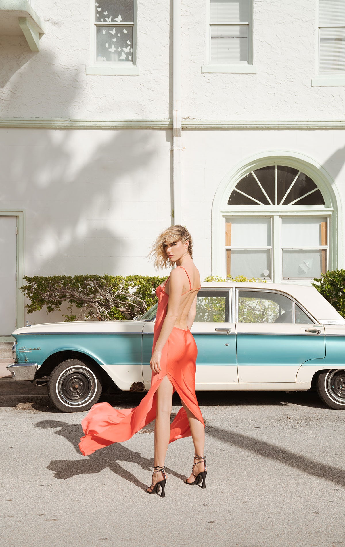 Vittoria Dress Coral Silk - Silvia Astore