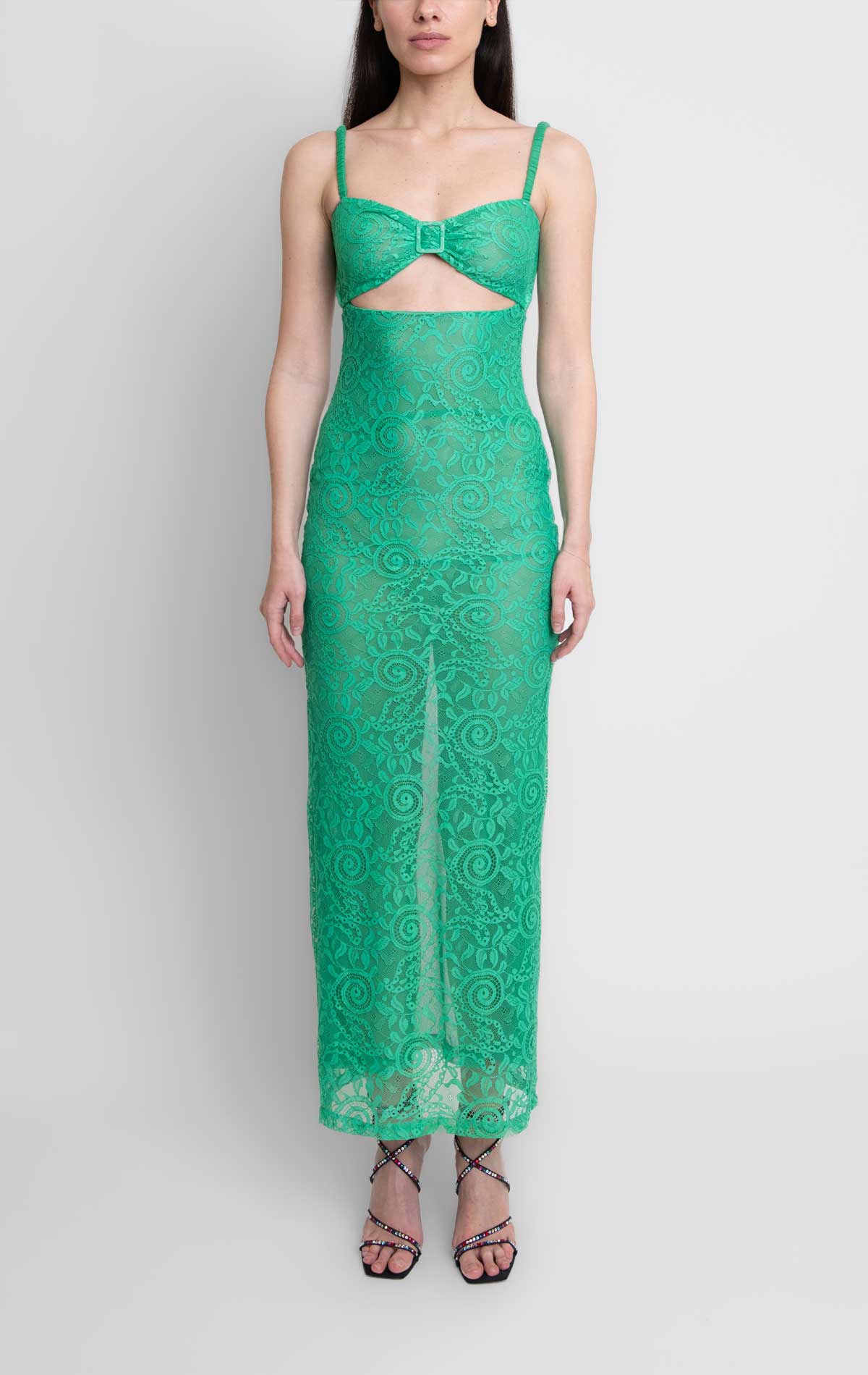 Isa Dress Emerald Green Lace - Silvia Astore