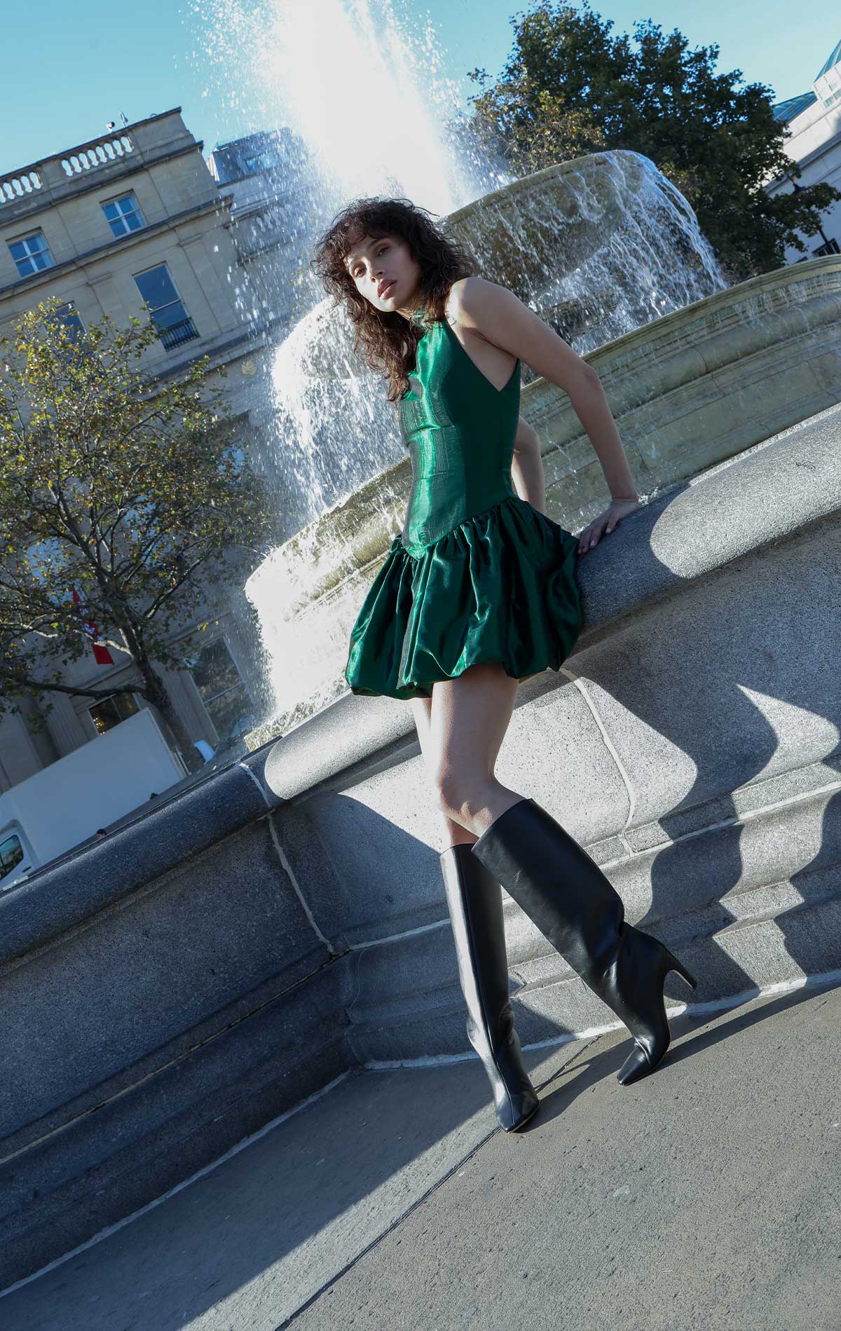 Poppy Dress Emerald Moire - Silvia Astore