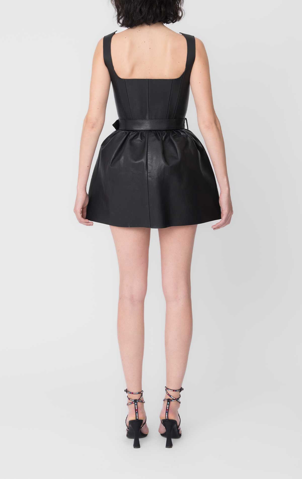 Roxy Dress Black Leather - Silvia Astore