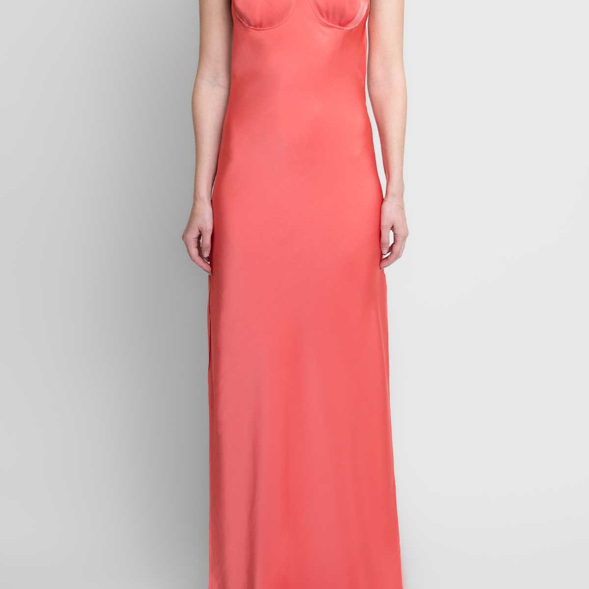silk slip dress coral under $500 Coral Slip Dress