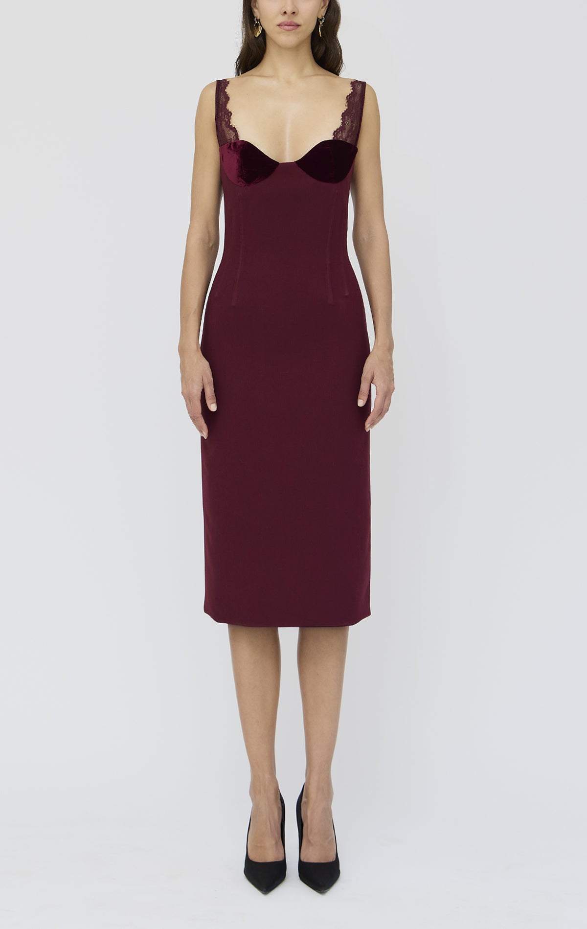 Zelda Dress Burgundy Velvet - Silvia Astore