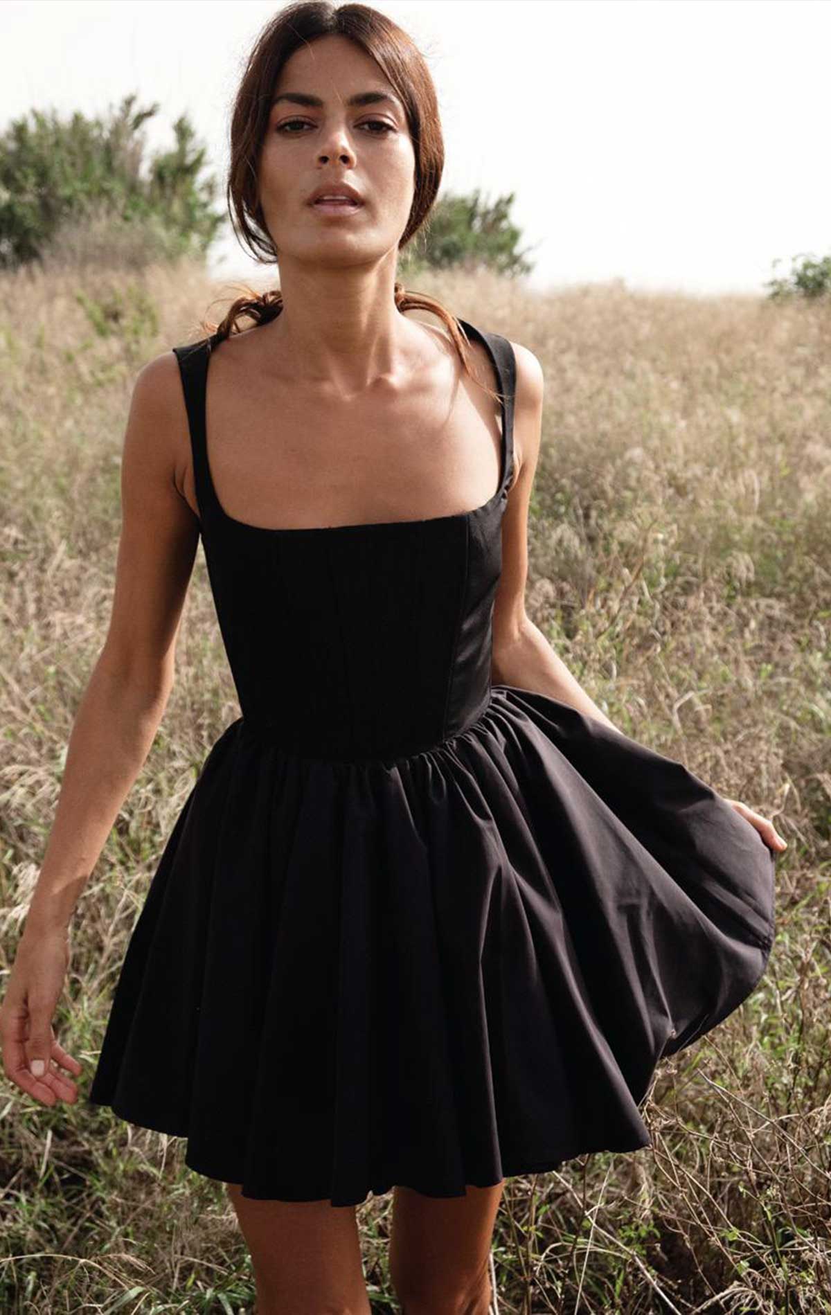 Annie Dress Black Cotton - Silvia Astore