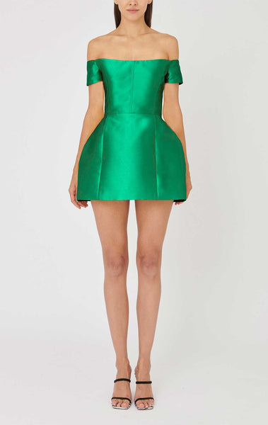 Silvi Dress Short Sleeve Green Mikado